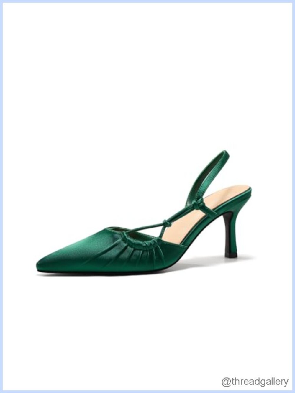 Womens Slingback Kitten Heels Pointed Toe Pumps Faux Leather Wedding Shoes